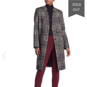 NWT HUGO BOSS MAGRETE PLAID WOOL BLEND COAT